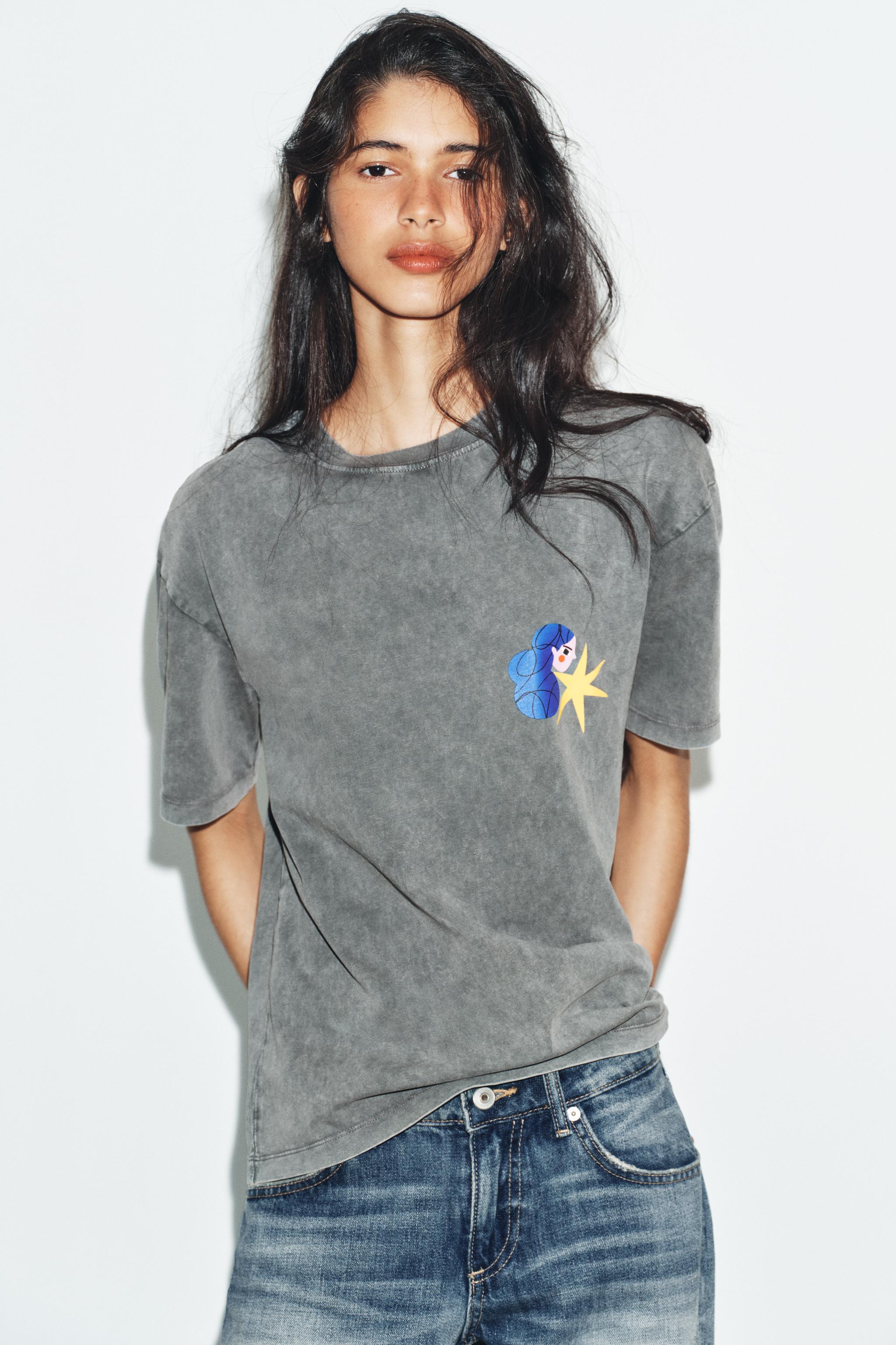 T-SHIRT EFFET DÉLAVÉ IMPRIMÉ AGUSTINA SHUAN